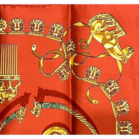 Authentic RARE! Hermes Les Cavaliers D'or Vintage 45cm Silk Scarf - Picture 5 of 7